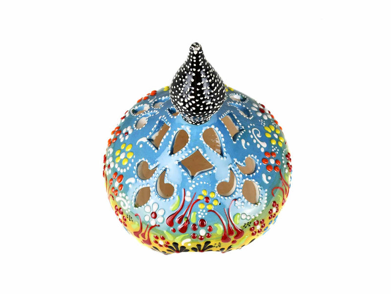 Turkish Candle Holder Dantel Large Pear Light Blue Yellow Ceramic Sydney Grand Bazaar 