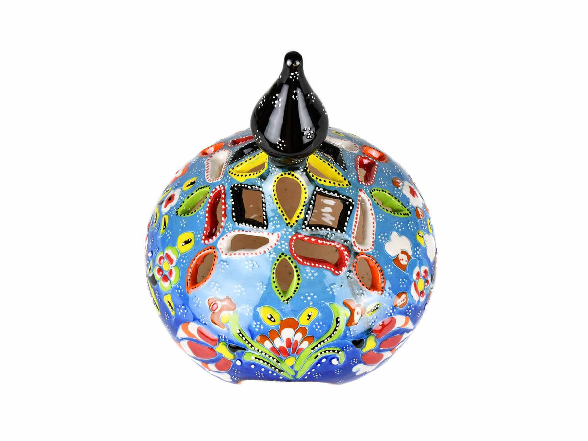 Turkish Candle Holder Flower Large Pear Blue Ceramic Sydney Grand Bazaar 