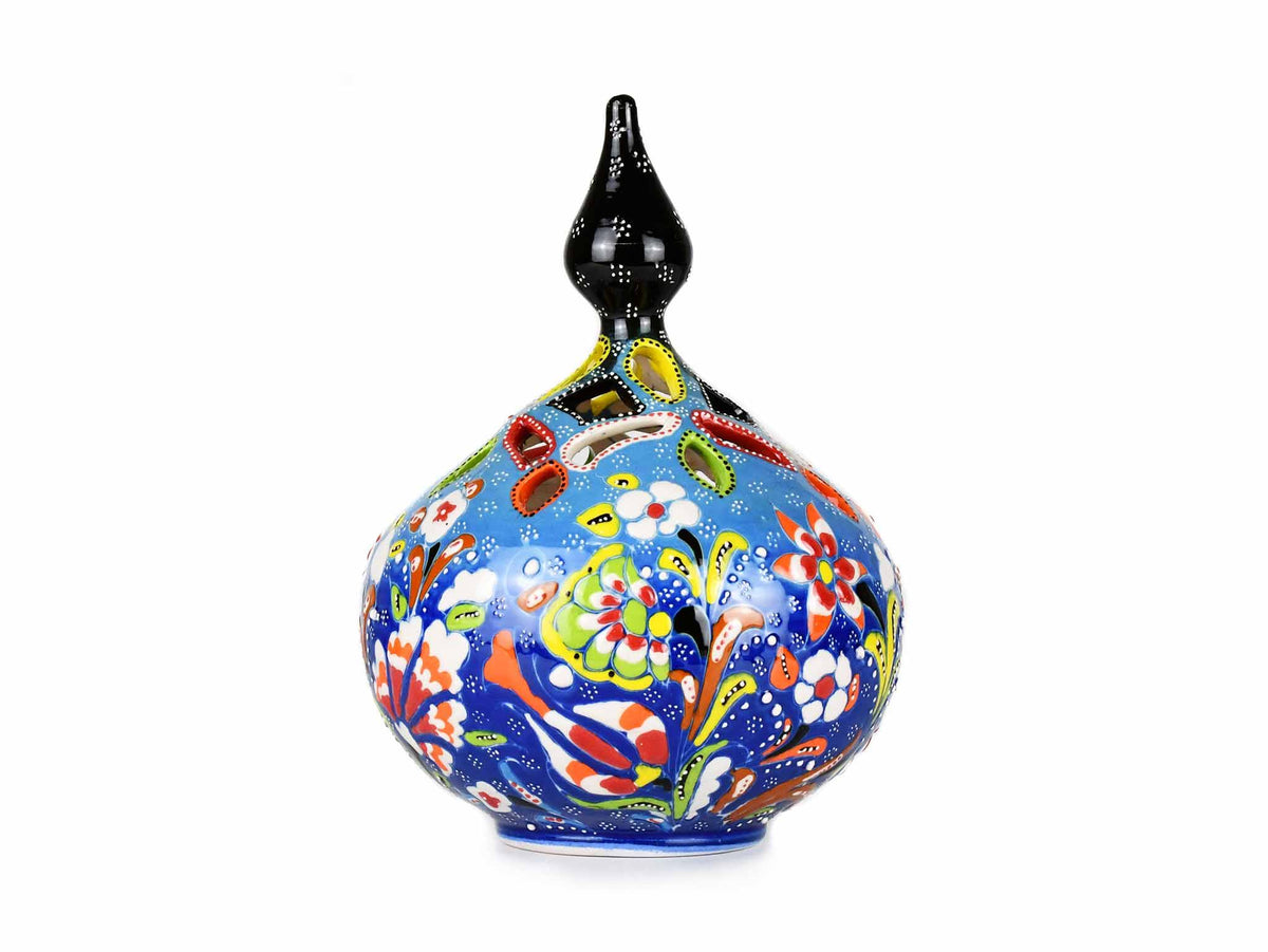 Turkish Candle Holder Flower Large Pear Blue Ceramic Sydney Grand Bazaar 