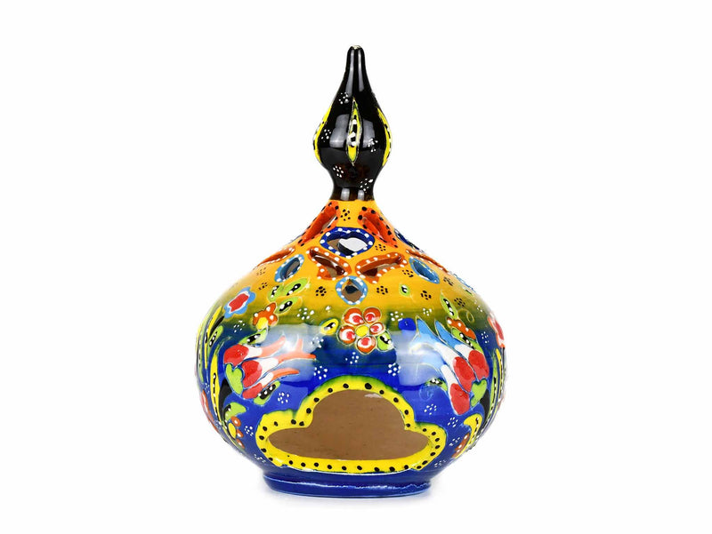 Turkish Candle Holder Flower Large Pear Yellow Blue Ceramic Sydney Grand Bazaar 