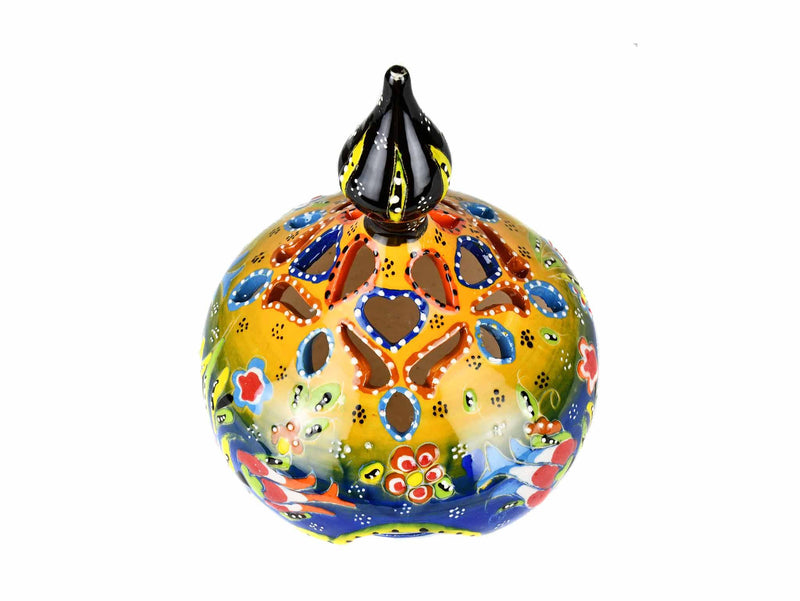 Turkish Candle Holder Flower Large Pear Yellow Blue Ceramic Sydney Grand Bazaar 