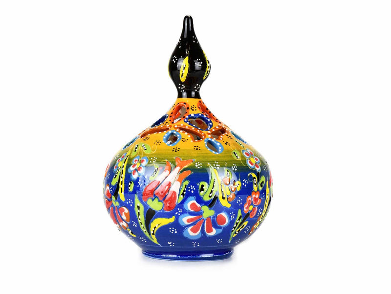Turkish Candle Holder Flower Large Pear Yellow Blue Ceramic Sydney Grand Bazaar 