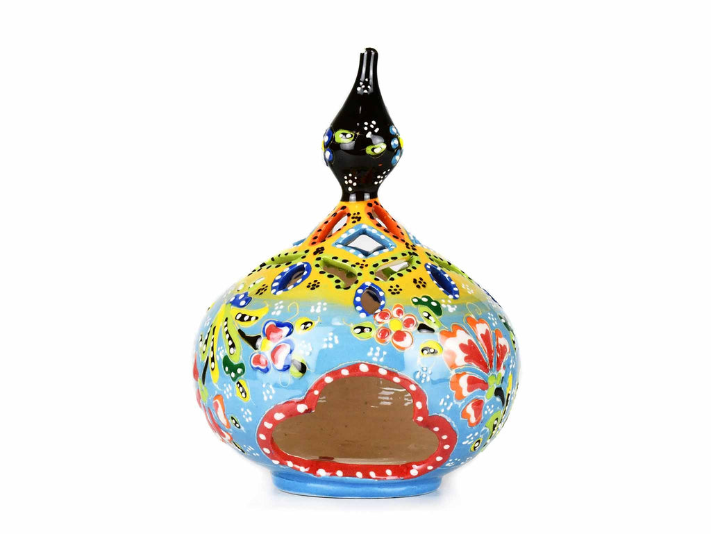 Turkish Candle Holder Flower Large Pear Yellow Light Blue Ceramic Sydney Grand Bazaar 