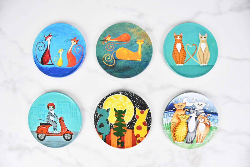 Turkish Cat Collection Coasters Set of 6 Ceramic Sydney Grand Bazaar 
