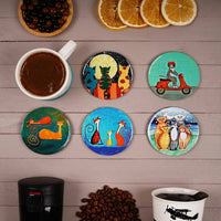 Turkish Cat Collection Coasters Set of 6 Ceramic Sydney Grand Bazaar 