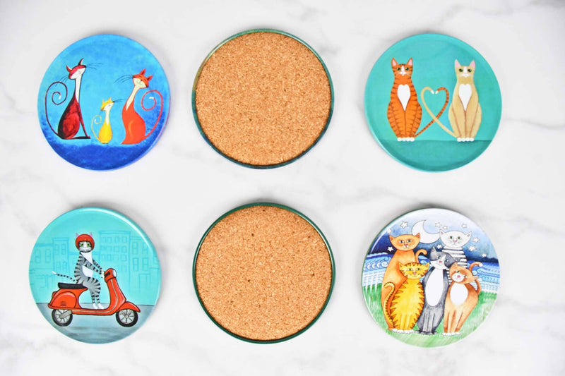 Turkish Cat Collection Coasters Set of 6 Ceramic Sydney Grand Bazaar 