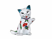 Turkish Cat Figurine Playful Green Tail Iznik 2 Ceramic Sydney Grand Bazaar 