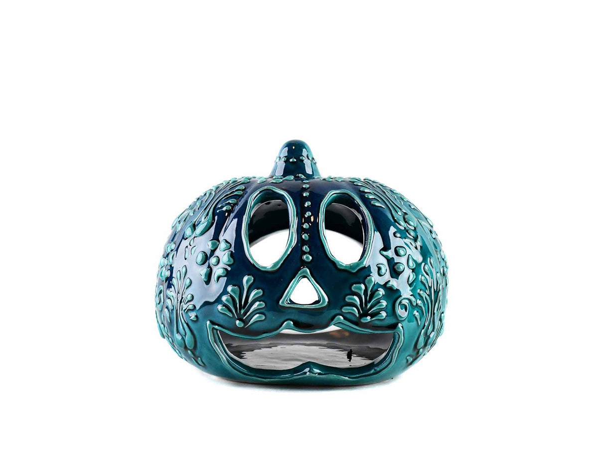 Turkish Ceramic Candle Holder Halloween Pumpkin Turquoise Green Ceramic Sydney Grand Bazaar Large 