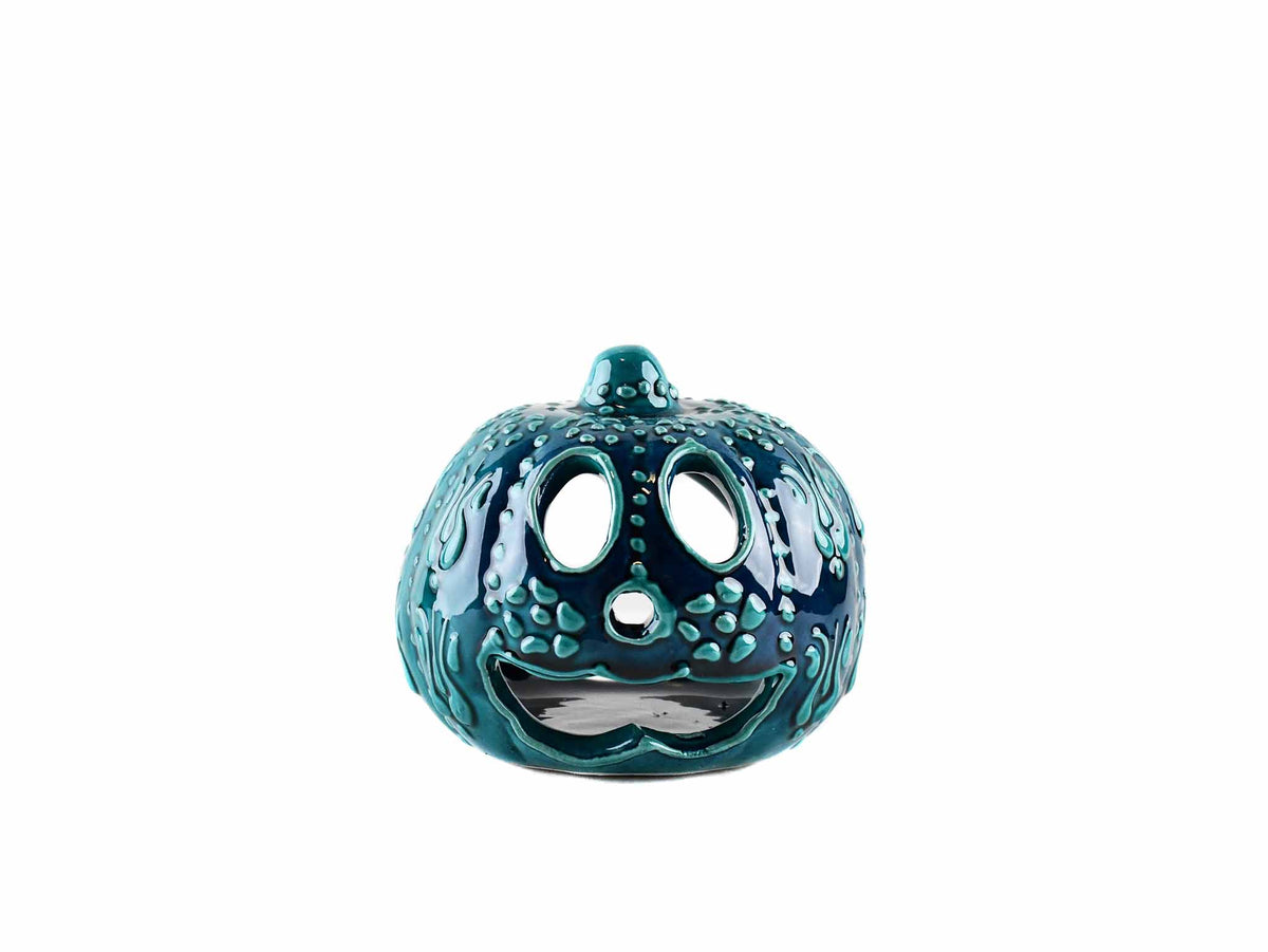 Turkish Ceramic Candle Holder Halloween Pumpkin Turquoise Green Ceramic Sydney Grand Bazaar Small 