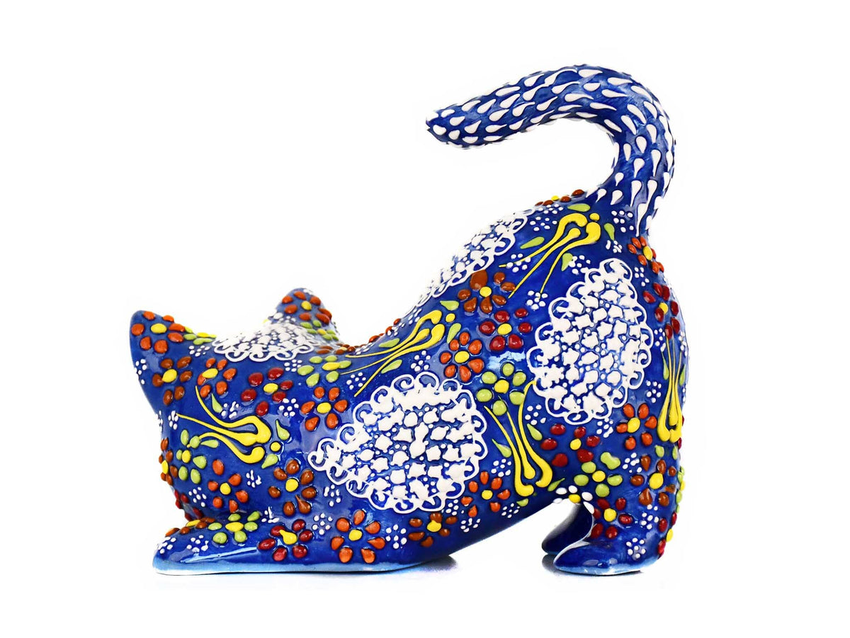 Turkish Ceramic Cat Figurine Dantel Blue Tail Up Ceramic Sydney Grand Bazaar 