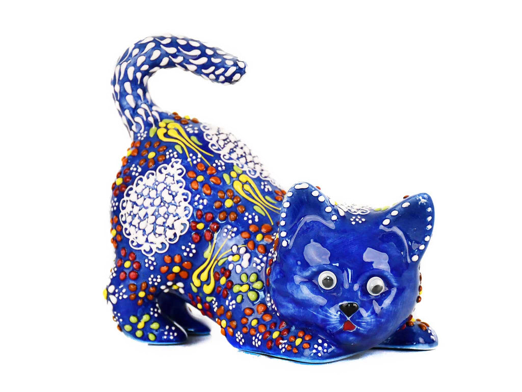 Turkish Ceramic Cat Figurine Dantel Blue Tail Up Ceramic Sydney Grand Bazaar 