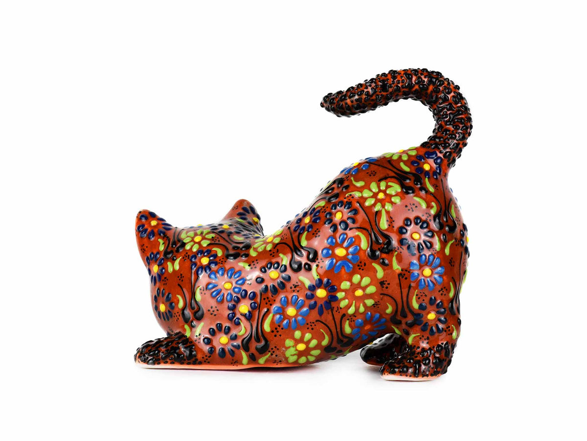 Turkish Ceramic Cat Figurine Dantel Orange Brown Tail Up Ceramic Sydney Grand Bazaar 