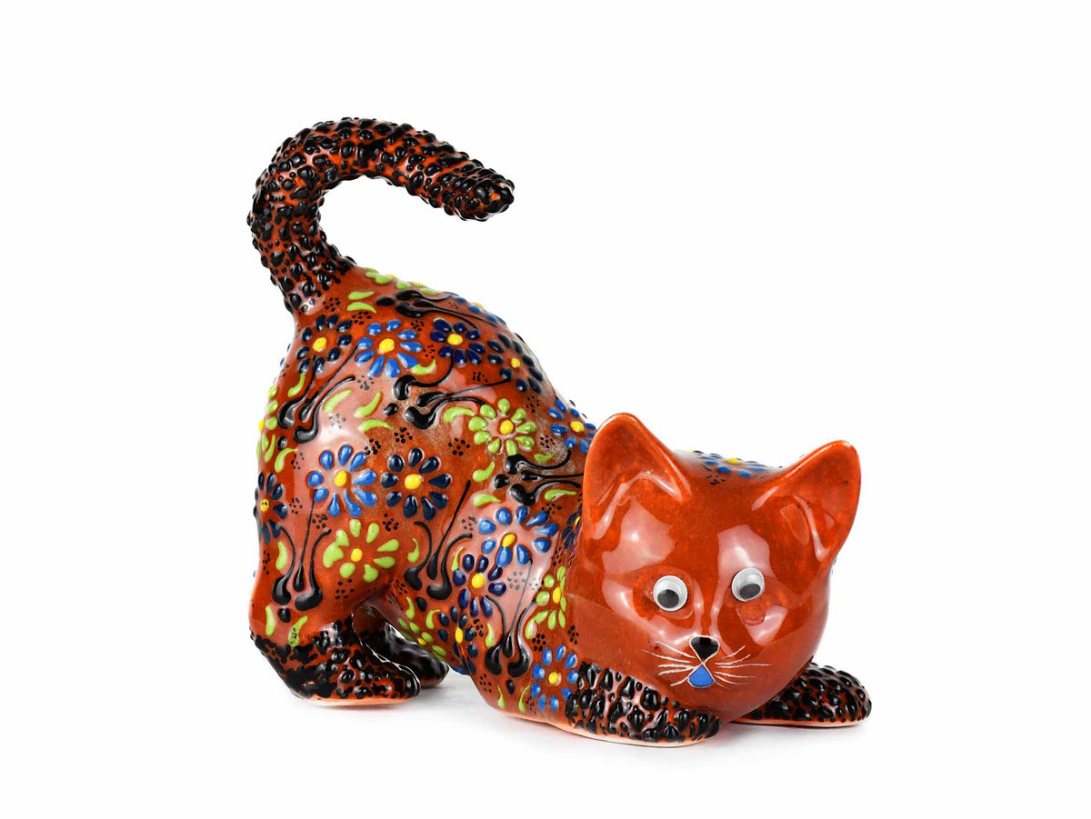 Turkish Ceramic Cat Figurine Dantel Orange Brown Tail Up Ceramic Sydney Grand Bazaar 