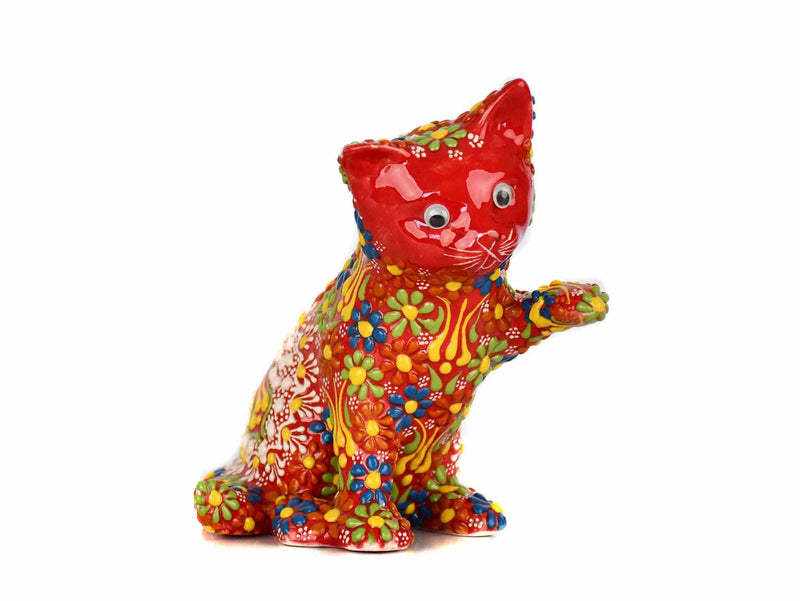 Turkish Ceramic Cat Figurine Dantel Playful Red Design 1 Ceramic Sydney Grand Bazaar 