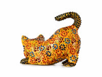 Turkish Ceramic Cat Figurine Dantel Yellow Tail Up Design 2 Ceramic Sydney Grand Bazaar 