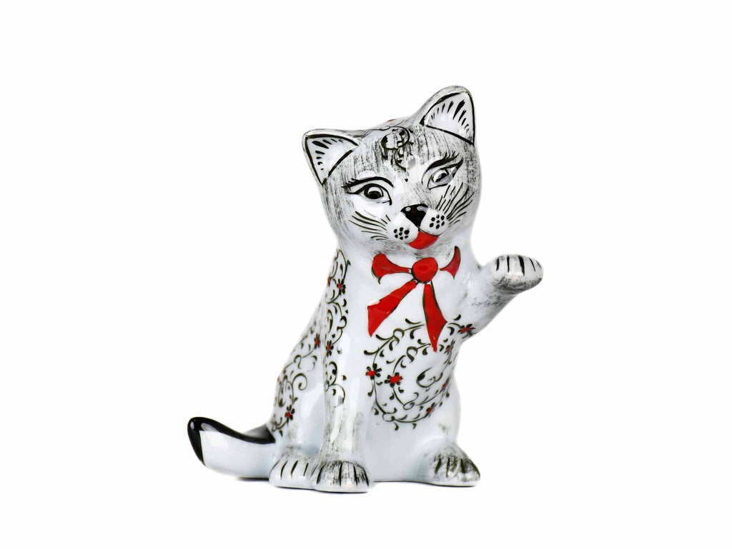 Turkish Ceramic Cat Figurine Playful Black Tail Iznik 4 Ceramic Sydney Grand Bazaar 