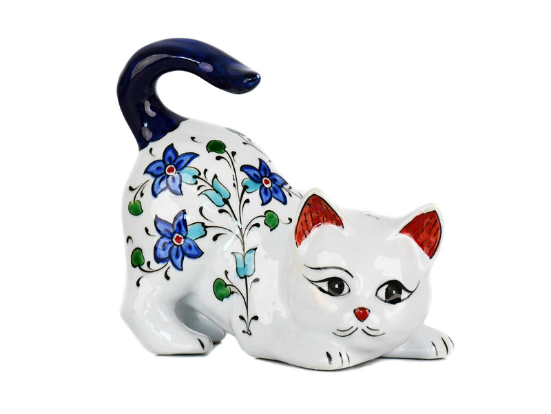 Turkish Ceramic Cat Figurines Iznik Blue Tail Up Ceramic Sydney Grand Bazaar 