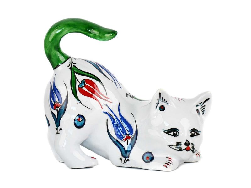 Turkish Ceramic Cat Figurines Iznik Light Green Tail Up Ceramic Sydney Grand Bazaar 