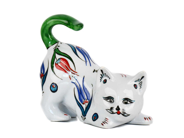 Turkish Ceramic Cat Figurines Iznik Light Green Tail Up Ceramic Sydney Grand Bazaar 