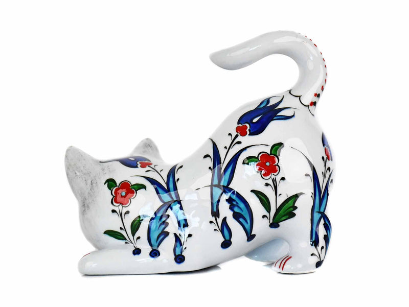 Turkish Ceramic Cat Figurines Iznik Tulip Flower Tail Up Ceramic Sydney Grand Bazaar 