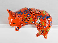 Turkish Ceramic Cat Lazy Style Figurine Dantel Orange Design 1 Ceramic Sydney Grand Bazaar 