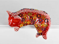 Turkish Ceramic Cat Lazy Style Figurine Dantel Red Ceramic Sydney Grand Bazaar 