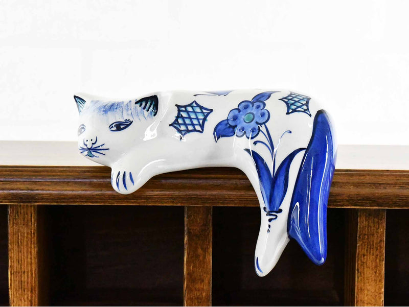 Turkish Ceramic Cat Lazy Style Iznik Flower Blue Small Ceramic Sydney Grand Bazaar 