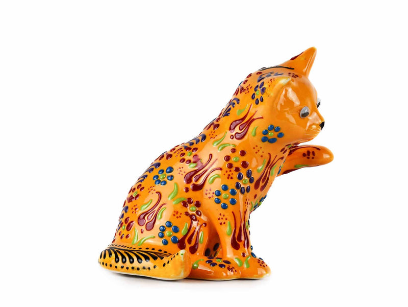 Turkish Ceramic Cat Ornament Dantel Playful Yellow Design 1 Ceramic Sydney Grand Bazaar 