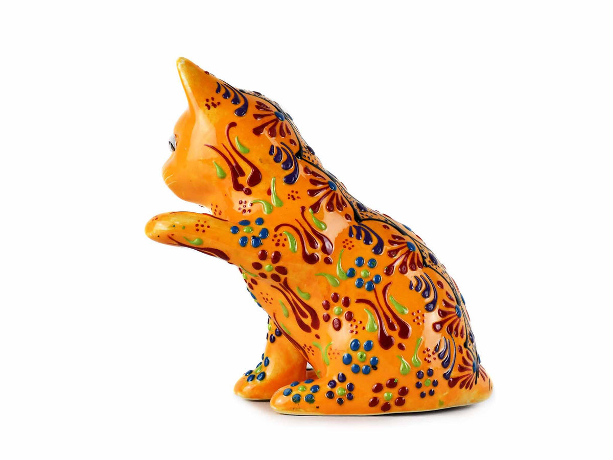 Turkish Ceramic Cat Ornament Dantel Playful Yellow Design 1 Ceramic Sydney Grand Bazaar 