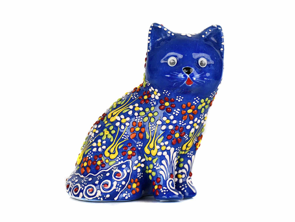 Turkish Ceramic Cat Ornament Dantel Sitting Blue Ceramic Sydney Grand Bazaar 