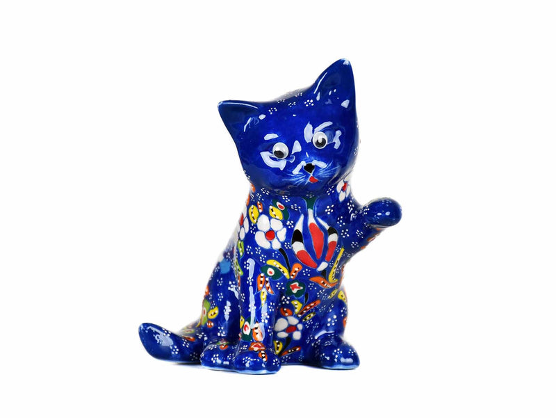 Turkish Ceramic Cat Ornament Flower Playful Dark Blue Ceramic Sydney Grand Bazaar 