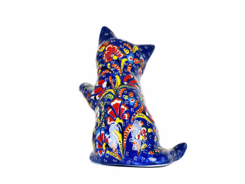 Turkish Ceramic Cat Ornament Flower Playful Dark Blue Ceramic Sydney Grand Bazaar 