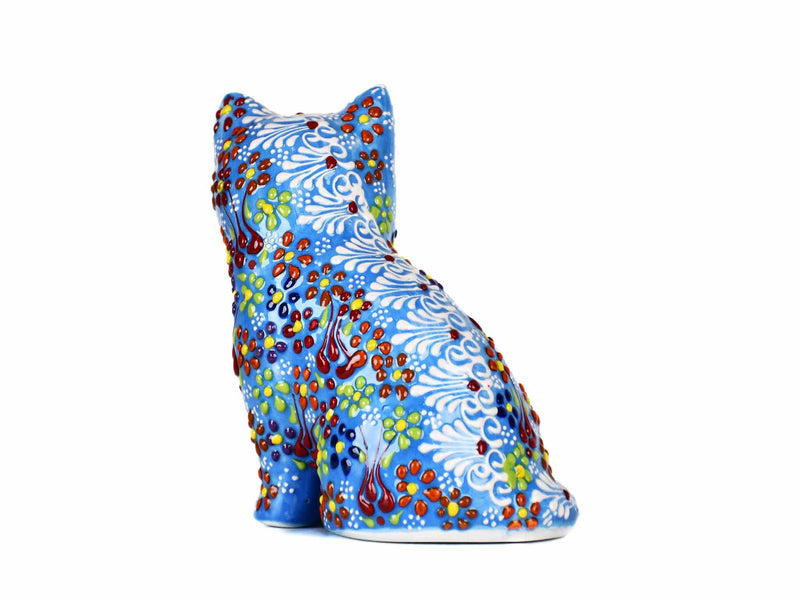 Turkish Ceramic Cat Ornament Flower Sitting Light Blue Ceramic Sydney Grand Bazaar 