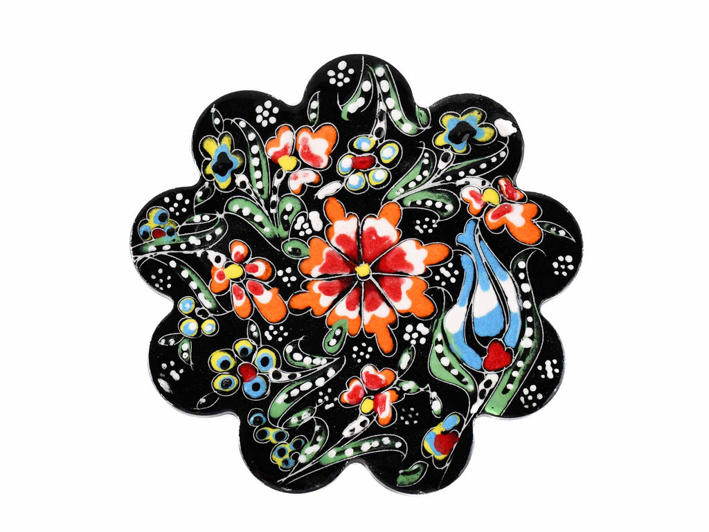 Turkish Coasters Flower Collection Black Ceramic Sydney Grand Bazaar 1 