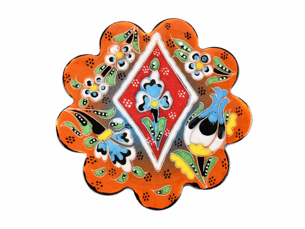 Turkish Coasters Flower Collection Two Tone Orange Ceramic Sydney Grand Bazaar 4 