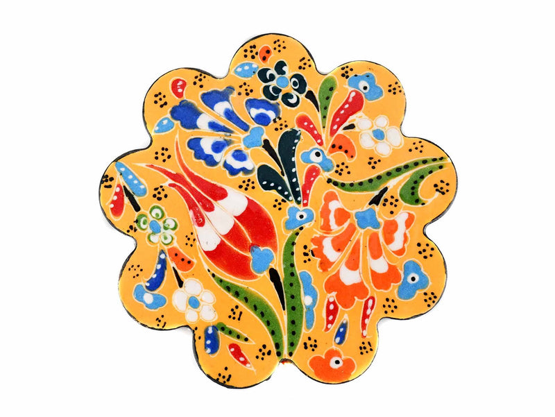 Turkish Coasters Flower Collection Yellow Ceramic Sydney Grand Bazaar 14 