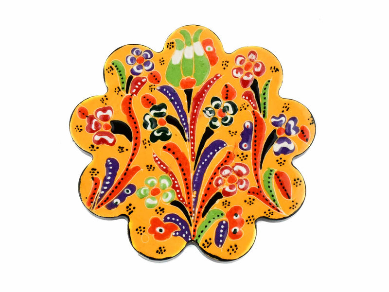 Turkish Coasters Flower Collection Yellow Ceramic 
