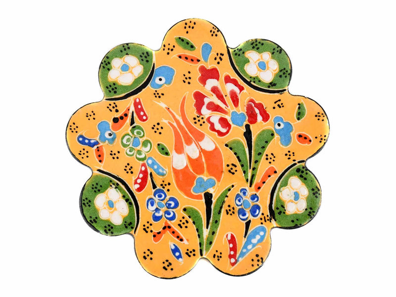 Turkish Coasters Flower Collection Yellow Ceramic Sydney Grand Bazaar 9 