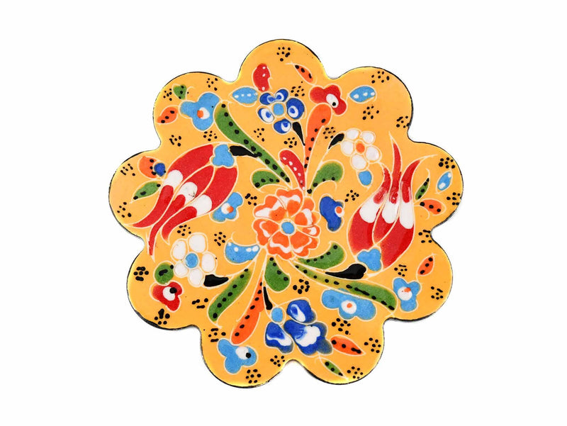 Turkish Coasters Flower Collection Yellow Ceramic Sydney Grand Bazaar 12 