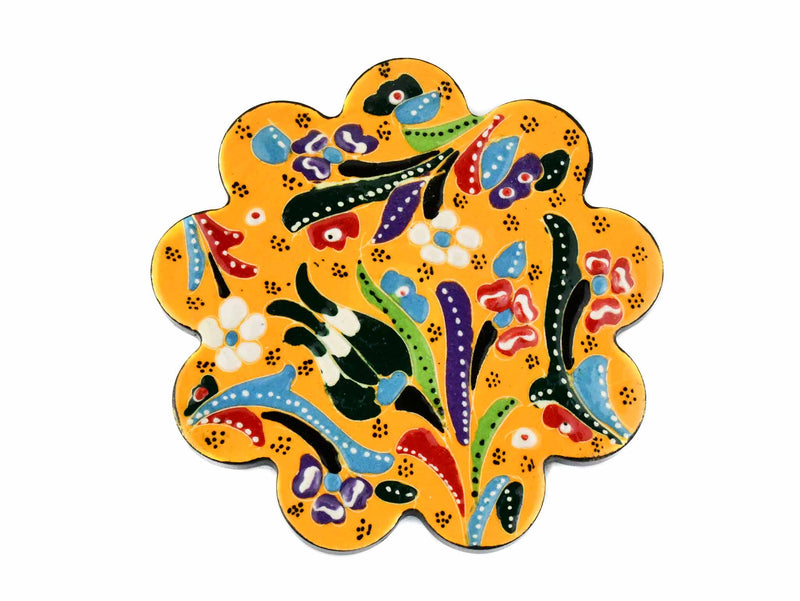 Turkish Coasters Flower Collection Yellow Ceramic 