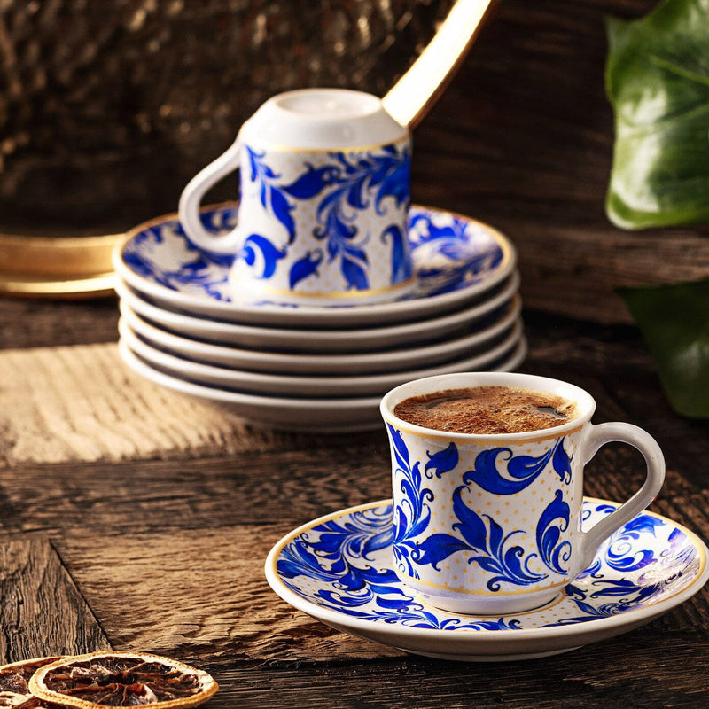 Turkish Coffee Cup Apricot Beylik Set of 6 Ceramic Sydney Grand Bazaar 