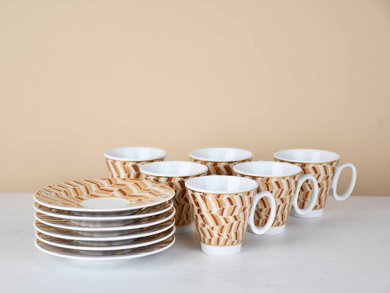 Turkish Coffee Cup Brown Set of 6 Ceramic Sydney Grand Bazaar 