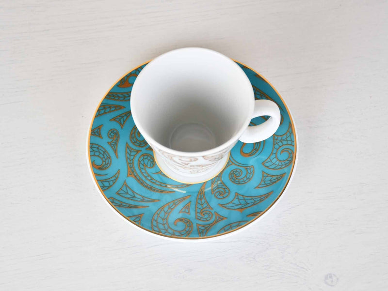 Turkish Coffee Cup Brown Turquoise Set of 6 Ceramic Sydney Grand Bazaar 