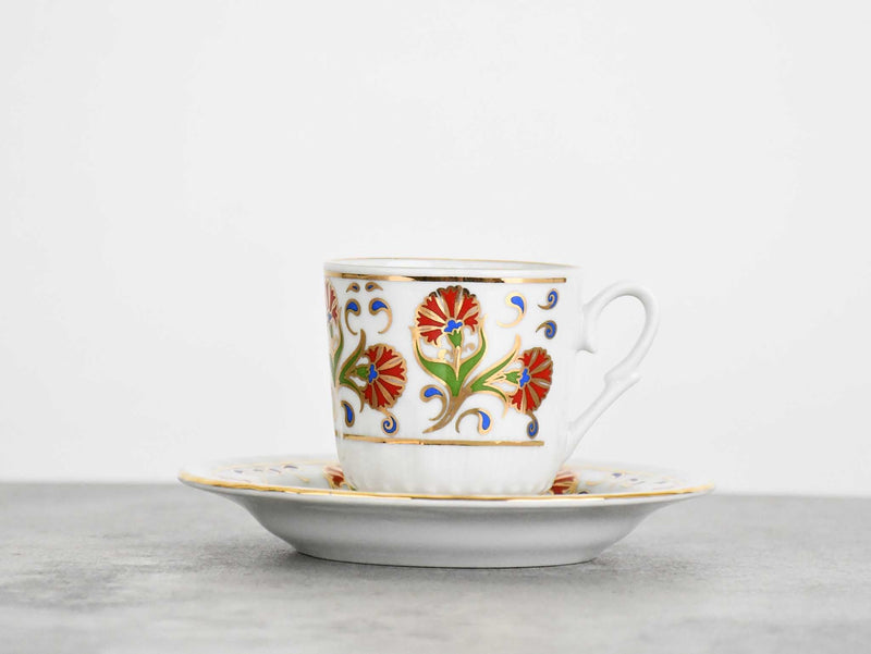 Turkish Coffee Cup Sedef Carnation Set of 6 Ceramic Sydney Grand Bazaar 