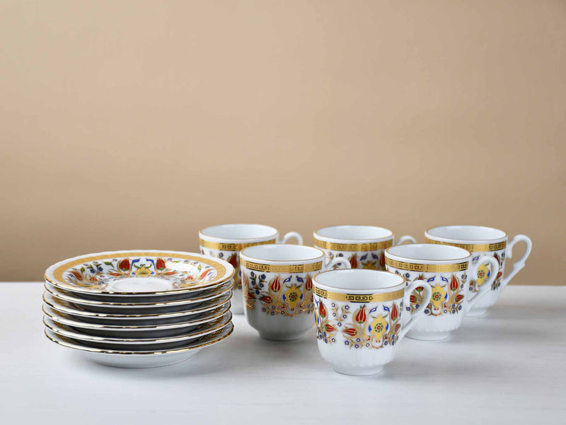 Turkish Coffee Cup Sedef Red Tulip Set of 6 Ceramic Sydney Grand Bazaar 