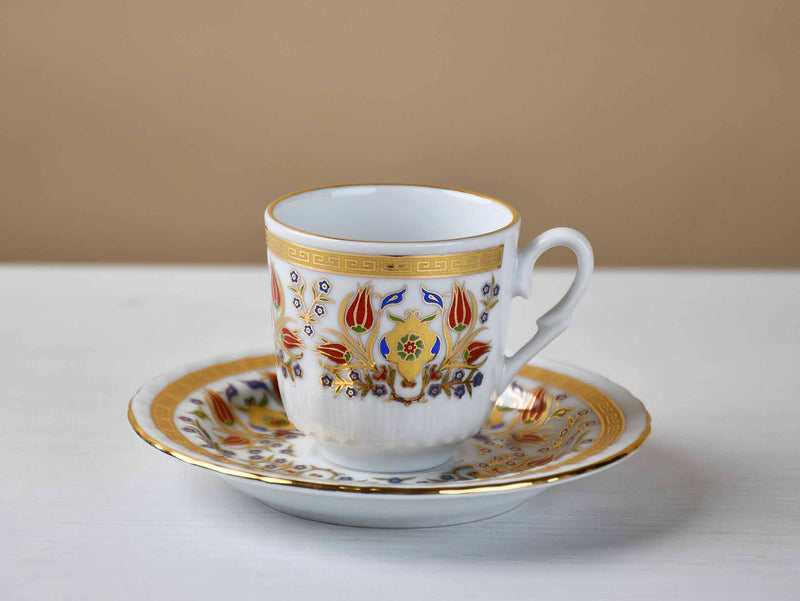 Turkish Coffee Cup Sedef Red Tulip Set of 6 Ceramic Sydney Grand Bazaar 