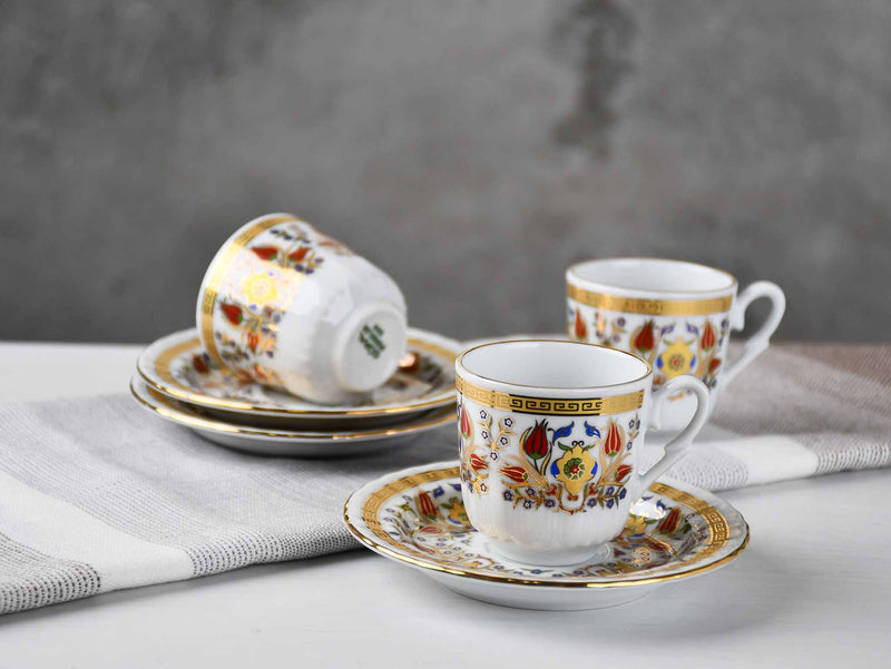 Turkish Coffee Cup Sedef Red Tulip Set of 6 Ceramic Sydney Grand Bazaar 