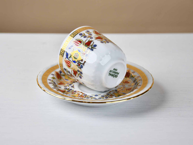 Turkish Coffee Cup Sedef Red Tulip Set of 6 Ceramic Sydney Grand Bazaar 