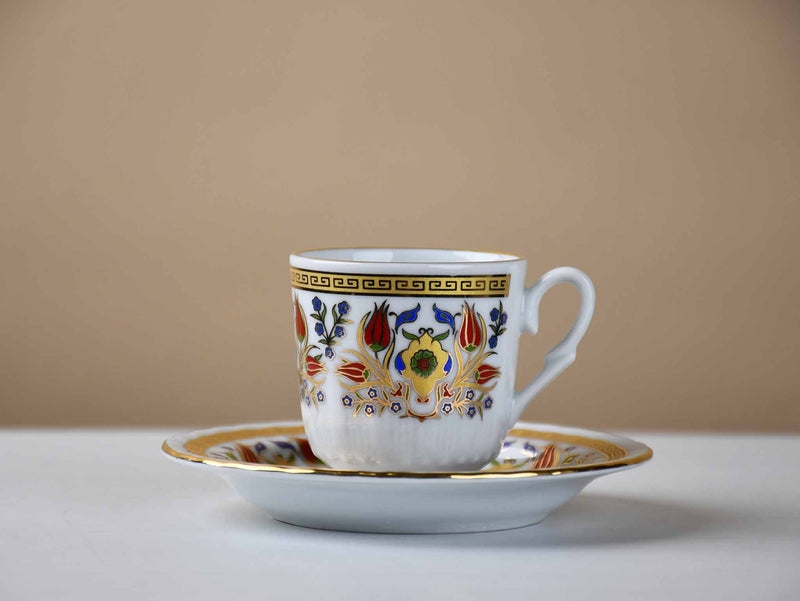 Turkish Coffee Cup Sedef Red Tulip Set of 6 Ceramic Sydney Grand Bazaar 
