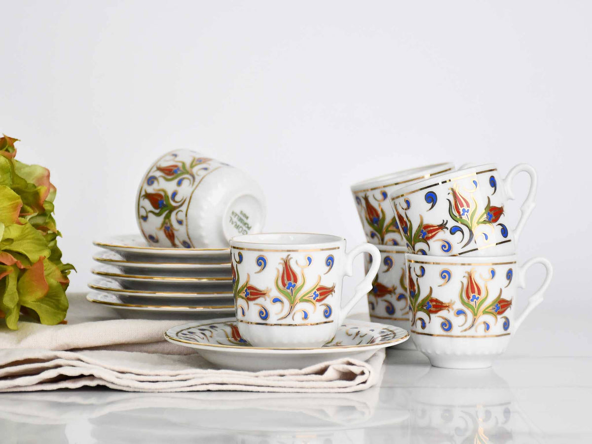 Turkish Coffee Cup Sedef Tulip Set of 6 Ceramic Sydney Grand Bazaar 